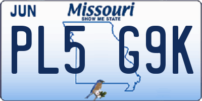 MO license plate PL5G9K