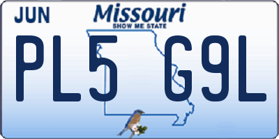 MO license plate PL5G9L