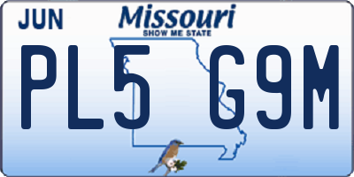 MO license plate PL5G9M