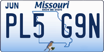 MO license plate PL5G9N