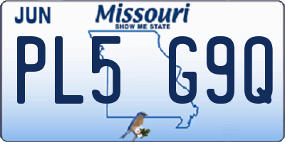 MO license plate PL5G9Q