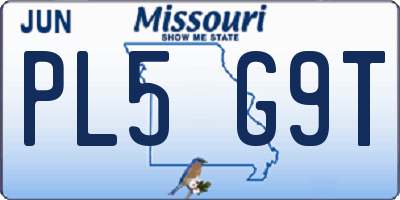 MO license plate PL5G9T