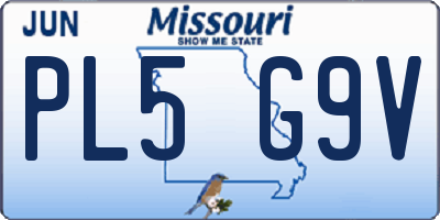 MO license plate PL5G9V