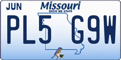 MO license plate PL5G9W