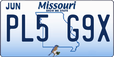 MO license plate PL5G9X