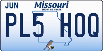 MO license plate PL5H0Q
