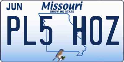 MO license plate PL5H0Z