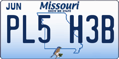 MO license plate PL5H3B