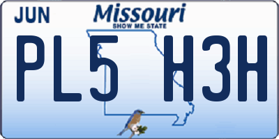 MO license plate PL5H3H