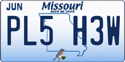 MO license plate PL5H3W