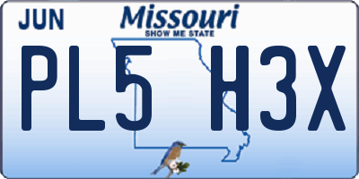 MO license plate PL5H3X