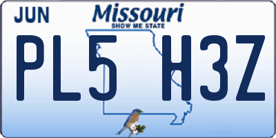 MO license plate PL5H3Z