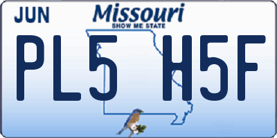 MO license plate PL5H5F