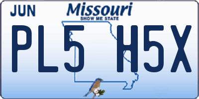 MO license plate PL5H5X