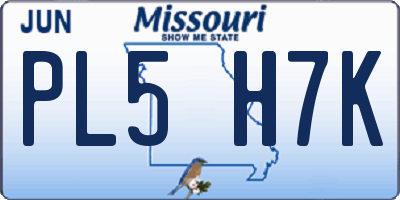 MO license plate PL5H7K