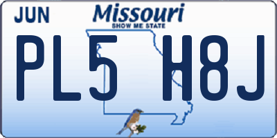 MO license plate PL5H8J