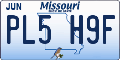 MO license plate PL5H9F