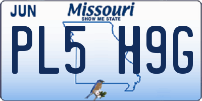 MO license plate PL5H9G