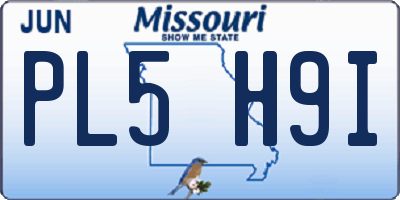 MO license plate PL5H9I