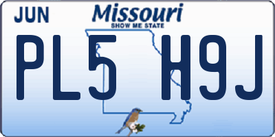MO license plate PL5H9J