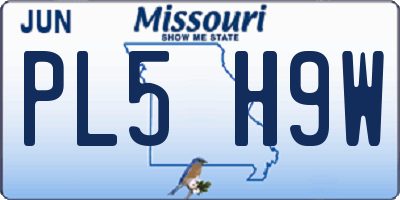 MO license plate PL5H9W