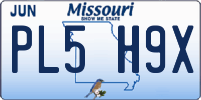 MO license plate PL5H9X
