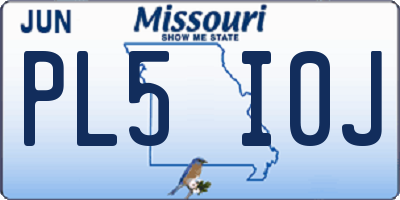 MO license plate PL5I0J