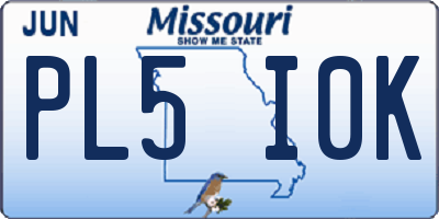 MO license plate PL5I0K