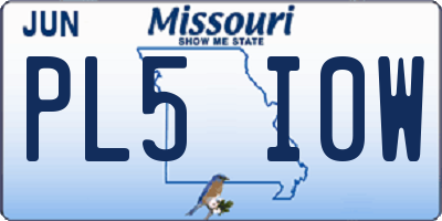MO license plate PL5I0W