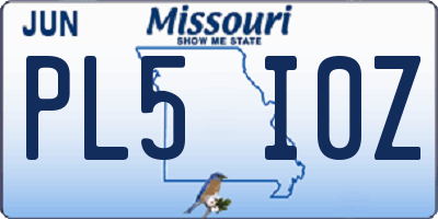 MO license plate PL5I0Z