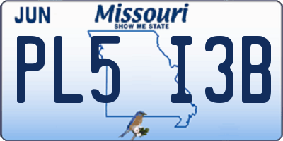 MO license plate PL5I3B