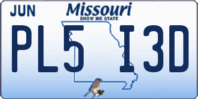 MO license plate PL5I3D