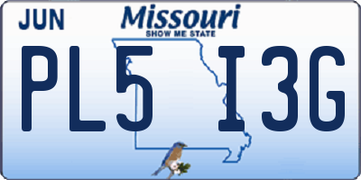 MO license plate PL5I3G