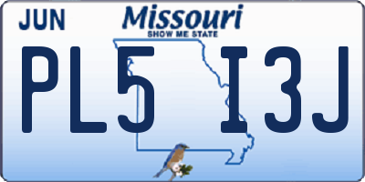 MO license plate PL5I3J