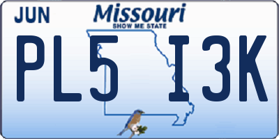 MO license plate PL5I3K