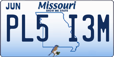 MO license plate PL5I3M