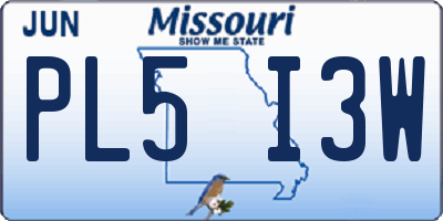 MO license plate PL5I3W