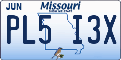MO license plate PL5I3X