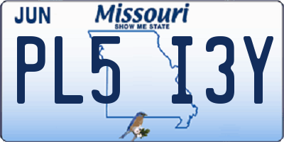 MO license plate PL5I3Y