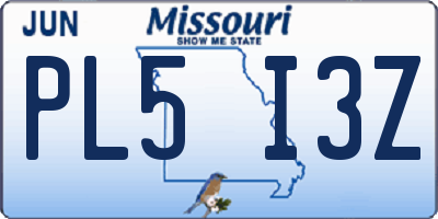 MO license plate PL5I3Z