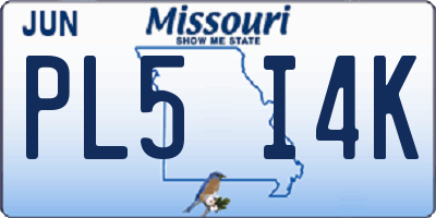 MO license plate PL5I4K