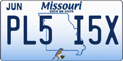 MO license plate PL5I5X