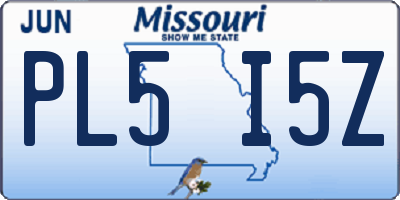 MO license plate PL5I5Z