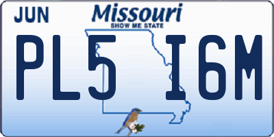 MO license plate PL5I6M