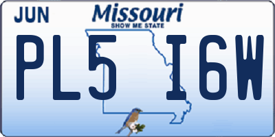 MO license plate PL5I6W