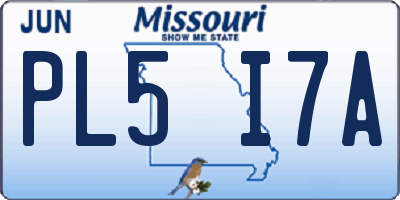 MO license plate PL5I7A