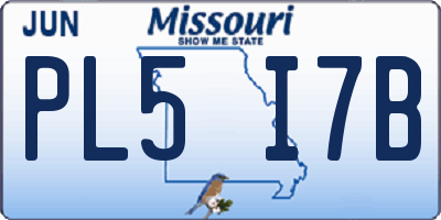 MO license plate PL5I7B