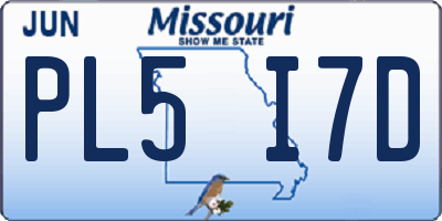 MO license plate PL5I7D