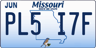 MO license plate PL5I7F