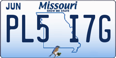 MO license plate PL5I7G